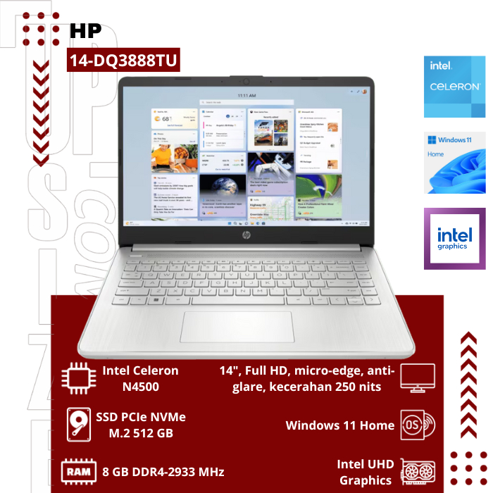 HP 14-DQ3888TU Intel Celeron N4500