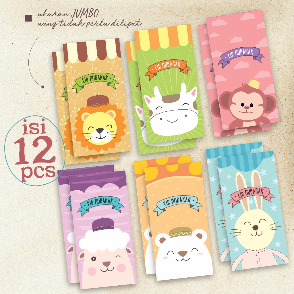 

Tat Tet Tot Isi 12 Pcs Amplop Lebaran Eid Mubarak seri Fabel