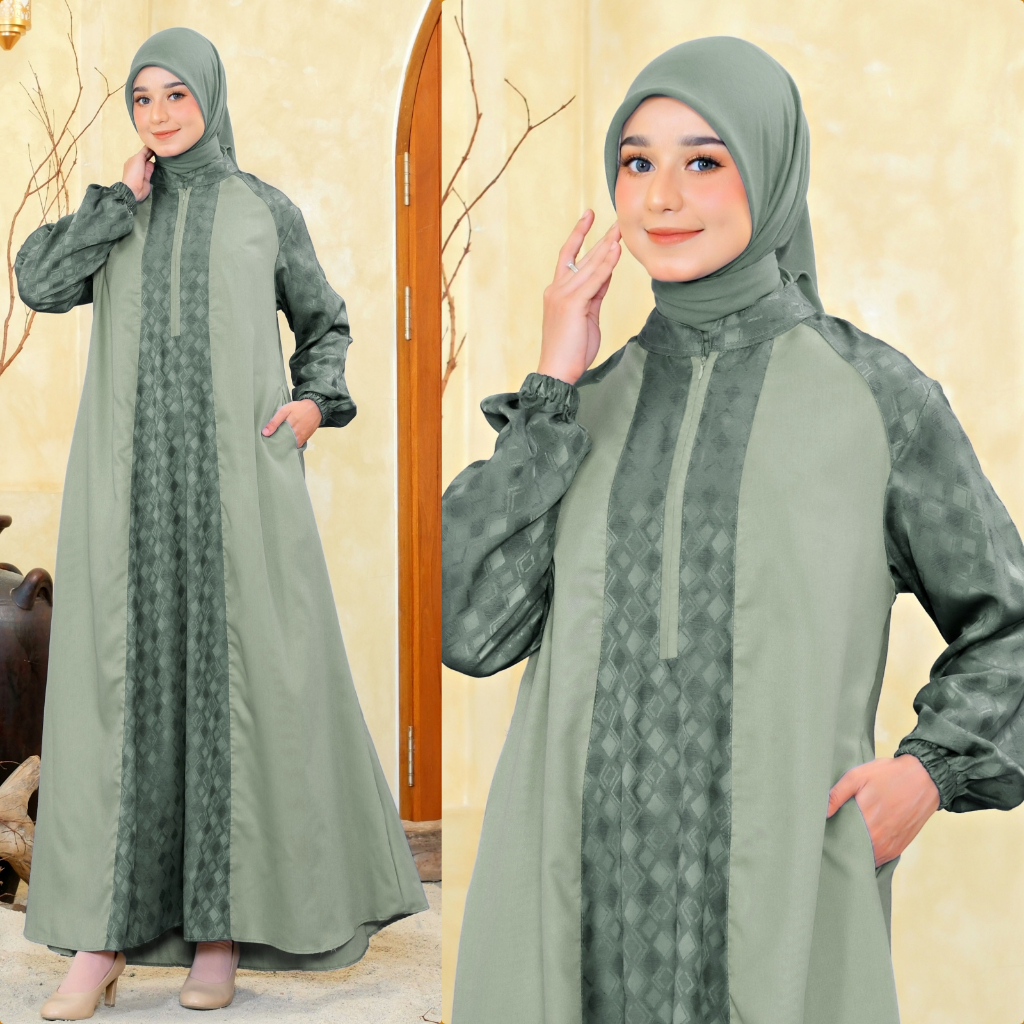 Gamis GZ0521 Sage Green/  Gamis Katun Toyobo/ Gamis Lebaran/ Gamis Sage Green