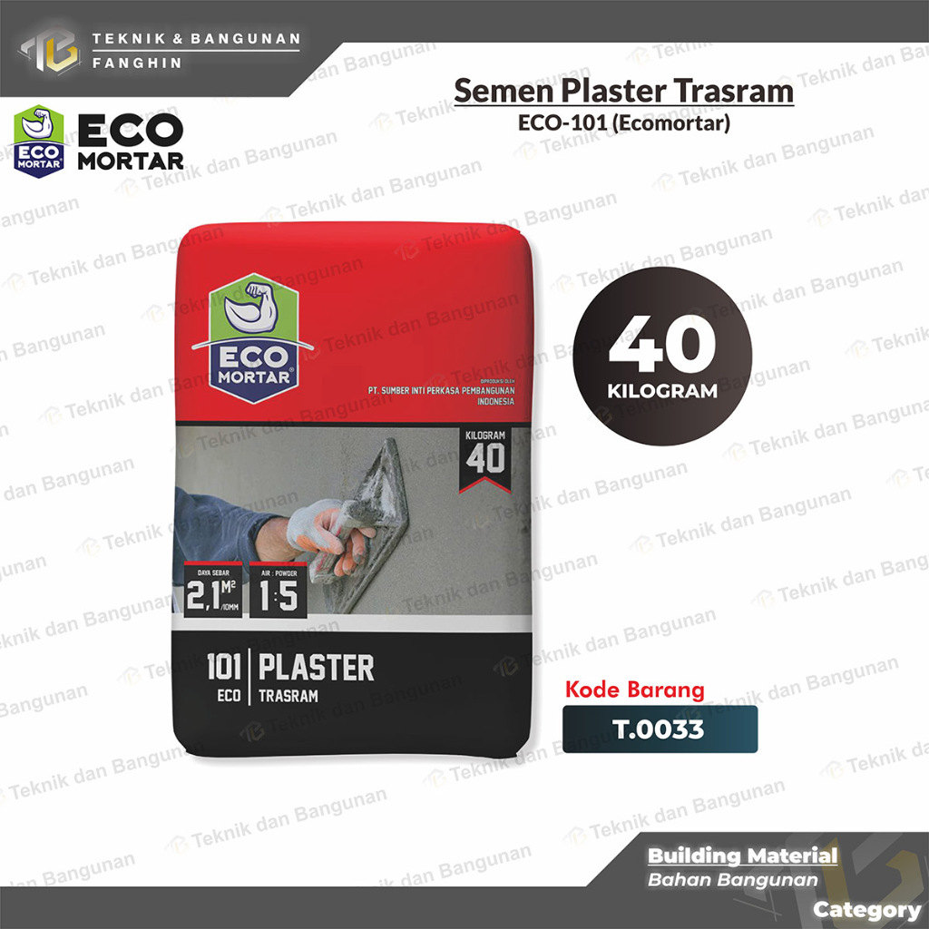SEMEN ECO MORTAR INSTAN ECO - 101 ECO-101 PLASTER TRASRAM KEDAP AIR 40KG 40 KG