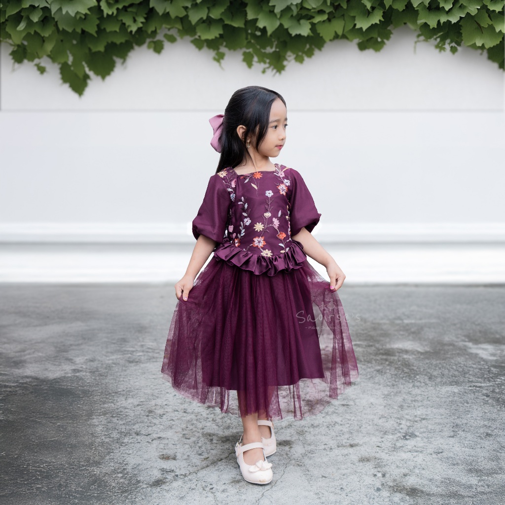 SAOIRSE'S Calista Dress - [COD] Gaun Pesta Anak Mewah 1-8 Tahun Brukat Bunga Kekinian Premium Natal