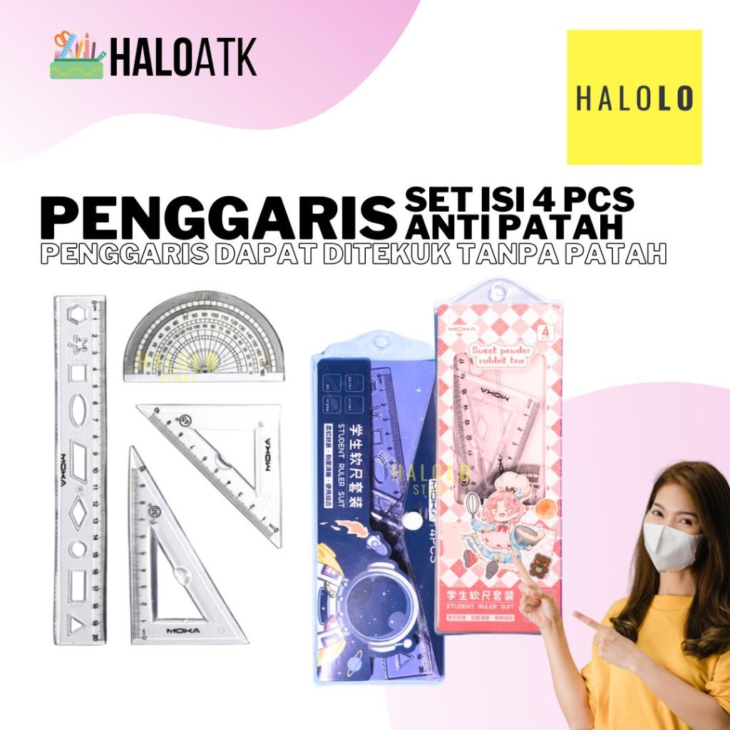 

Penggaris Set Isi 4 pcs Ruler Set Penggaris Plastik Anti Patah