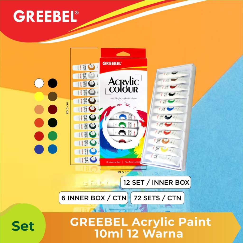 

CAT ACRYLIC 12 WARNA 10 ML GREEBEL