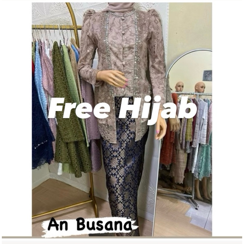 FREE HIJAB//SET KUTU BARU NADZLA  PAYET//KUTU BARU TULLE//KEBAYA KUTU BARU
