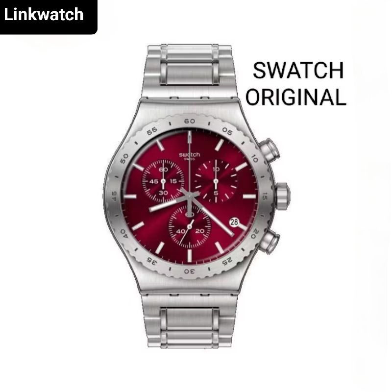 SWATCH YVS499G IRONY Jam Tangan Pria Analog Chronograph Stainless steel strap Original Garansi