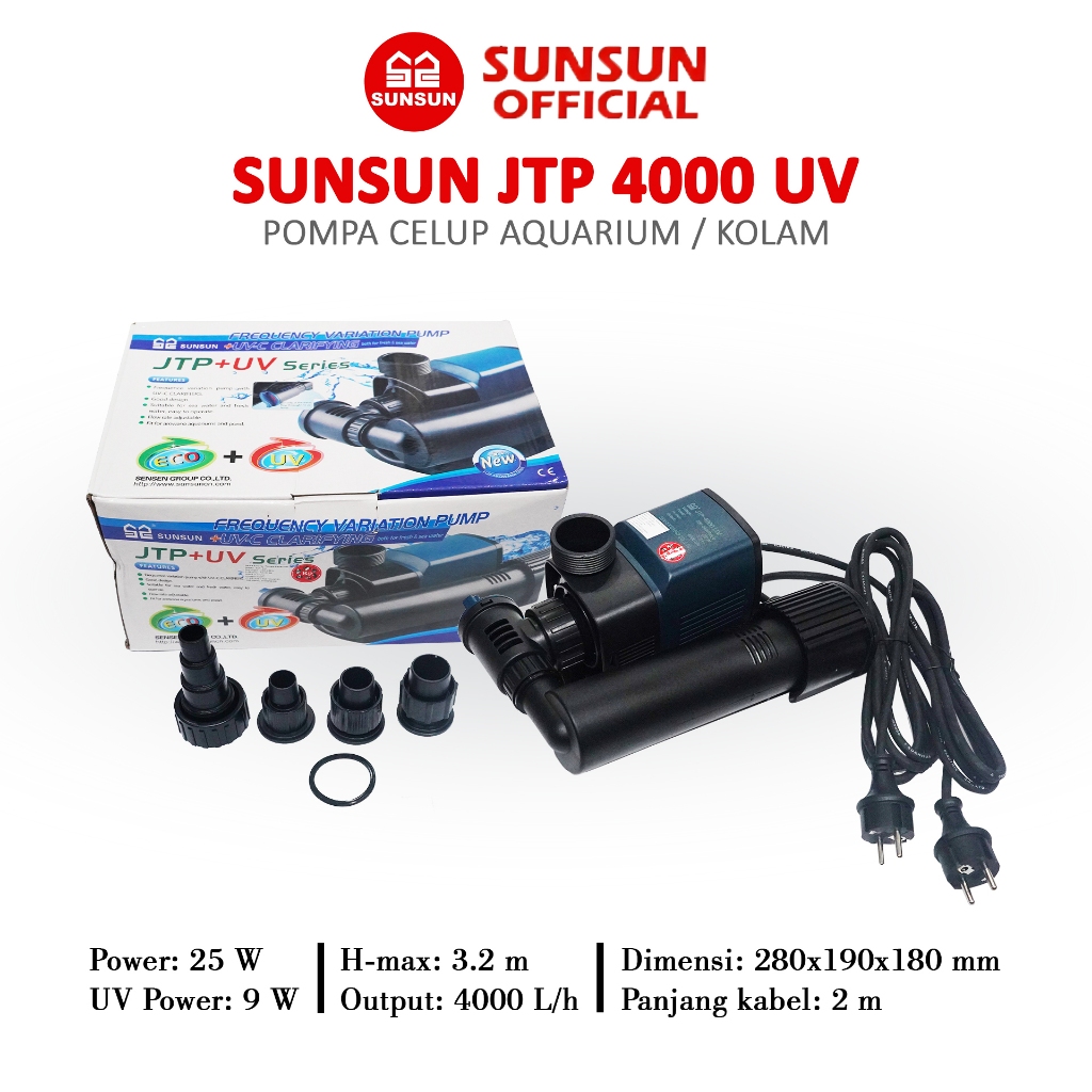 SUNSUN JTP 4000/5000/6000/7000/8000/9000 POMPA CELUP + UV KOLAM AQUARIUM