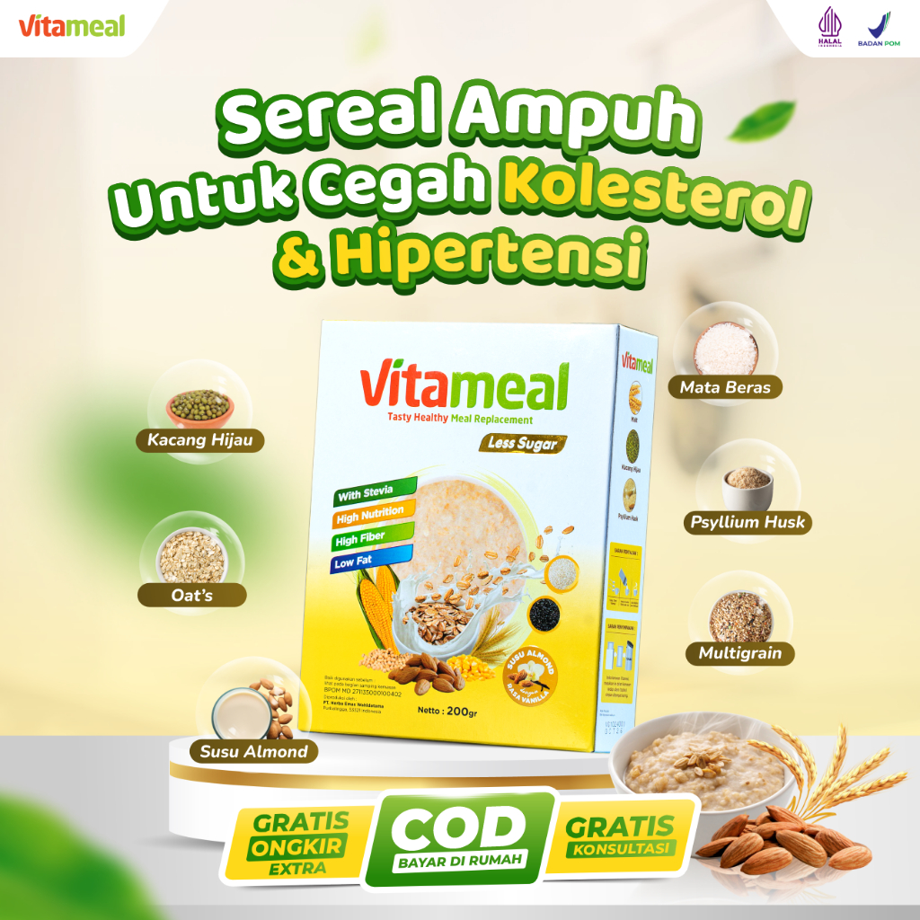 

Vitameal Les Sugar Sereal Sehat Paket 1 Box Ukuran 200gram