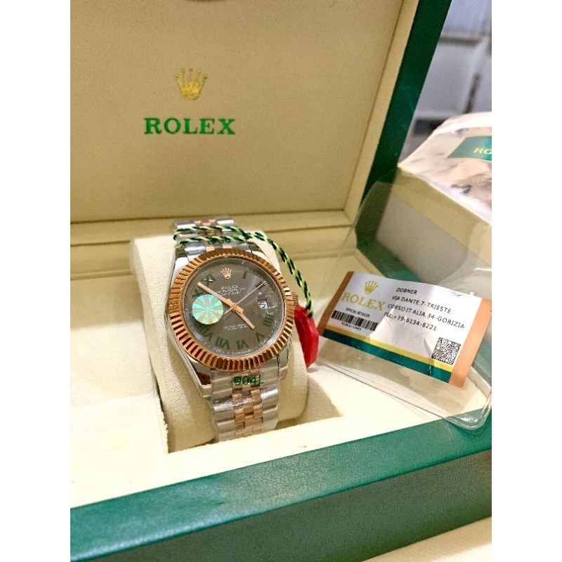 Jam Tangan Pria Rolex Datejust Wimbledon Oyster Pepertual Automatic All Steel 40 mm Include Box Orig