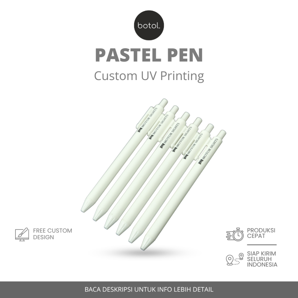 

Botol by DOT Pastel Pen / Pastel Pen Custom Murah / Bolpoin Custom / Alat Tulis / Bolpoin Custom Nama / Bolpoin Souvenir Kantor Perusahaan / Souvenir Perusahaan