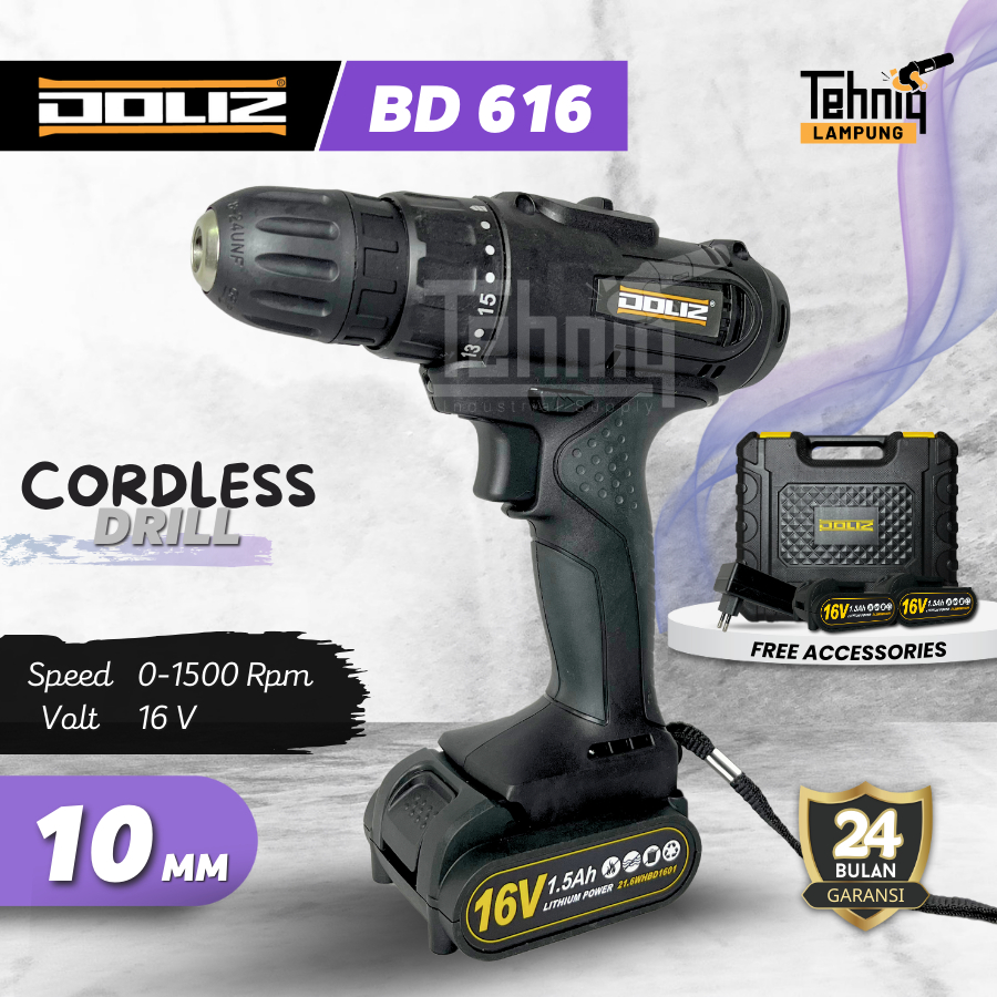 DOLIZ BD616 Mesin Bor Cordless | Doliz BD 616 Mesin Bor Tangan 16V | Cordless Drill Doliz BD616