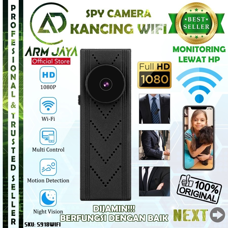 Armjaya Spy Camera Mini Wifi S918 Kamera Shirt Button Kancing S918WIFI Wifi Hidden Spycam Camcorder