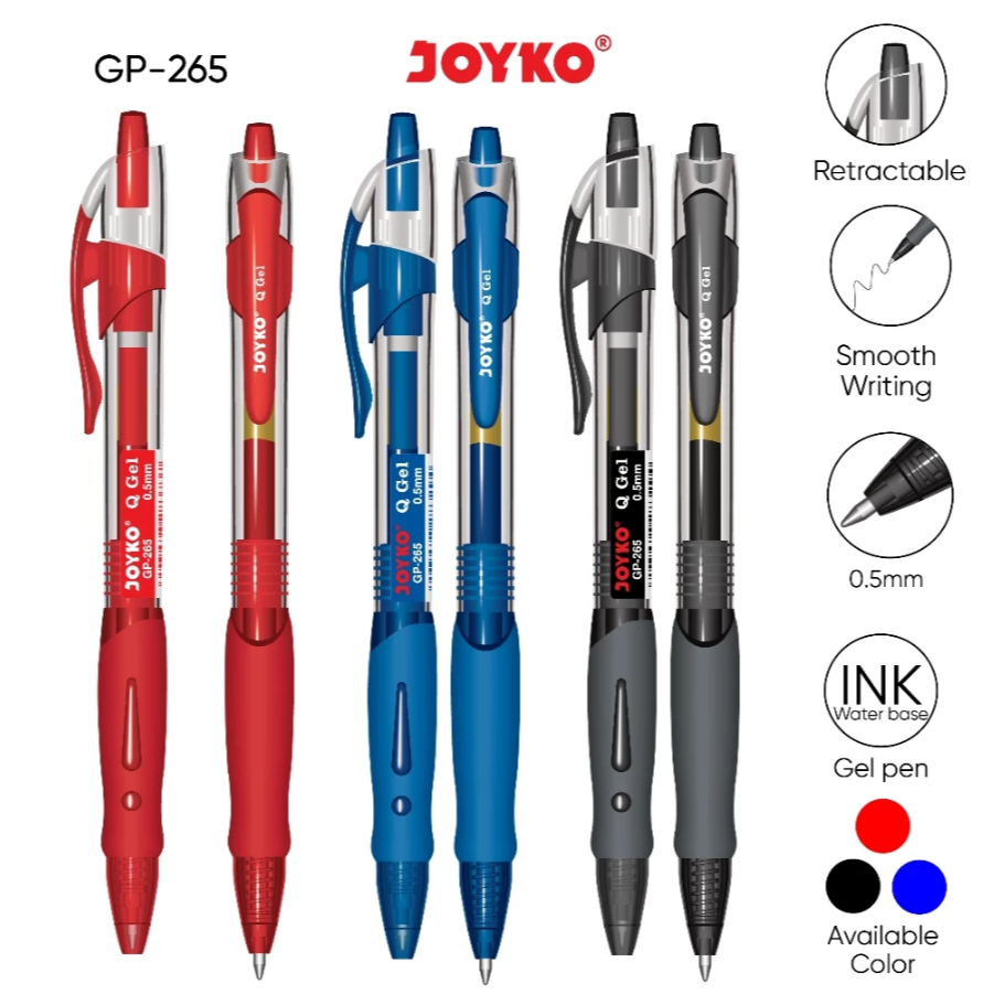

( 12 Pcs ) Joyko - Gel Pen Pulpen Pena GP-265 Q Gel 0.5 mm