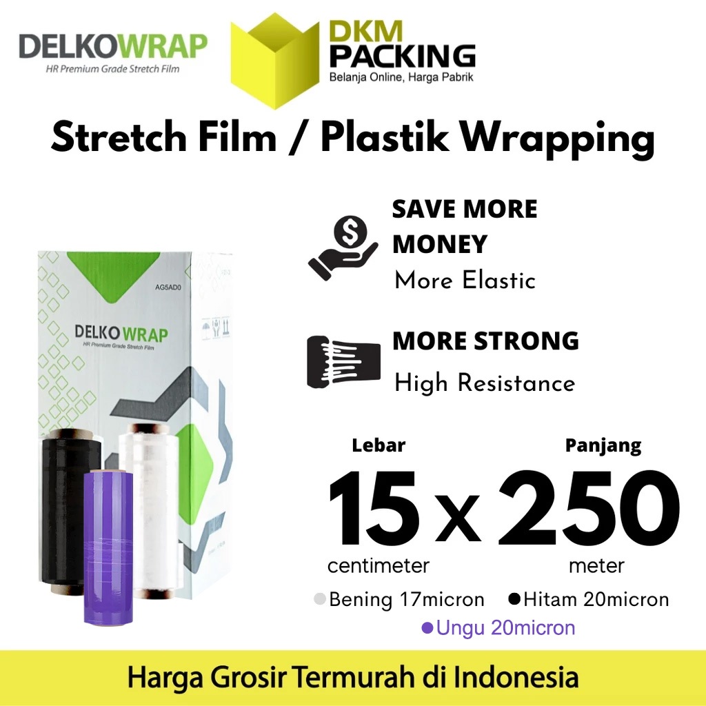 

Stretch Film 15cm x 250m Plastik Wrapping DELKO WRAP TERMURAH /DUS KARGO