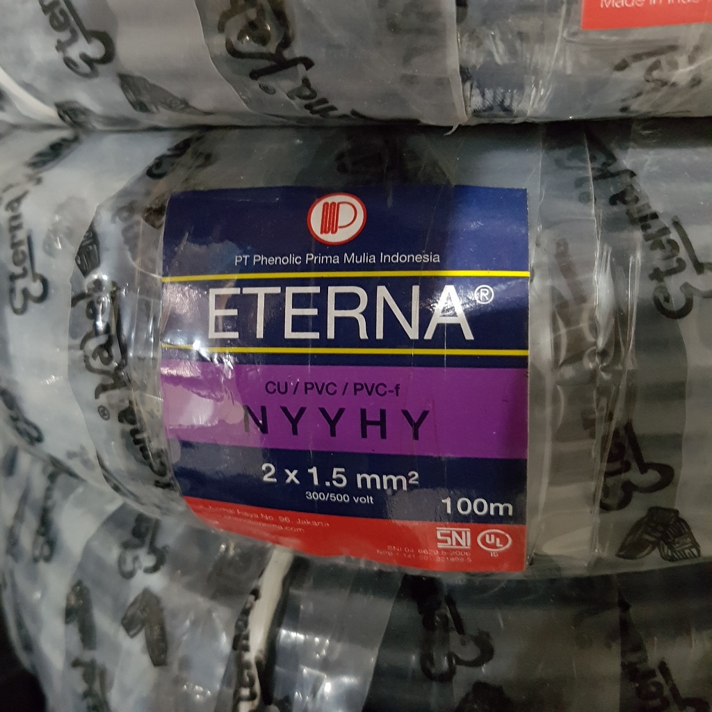 Eterna Kabel Listrik NYYHY 2 x 1.5 mm² Rol 100 Meter