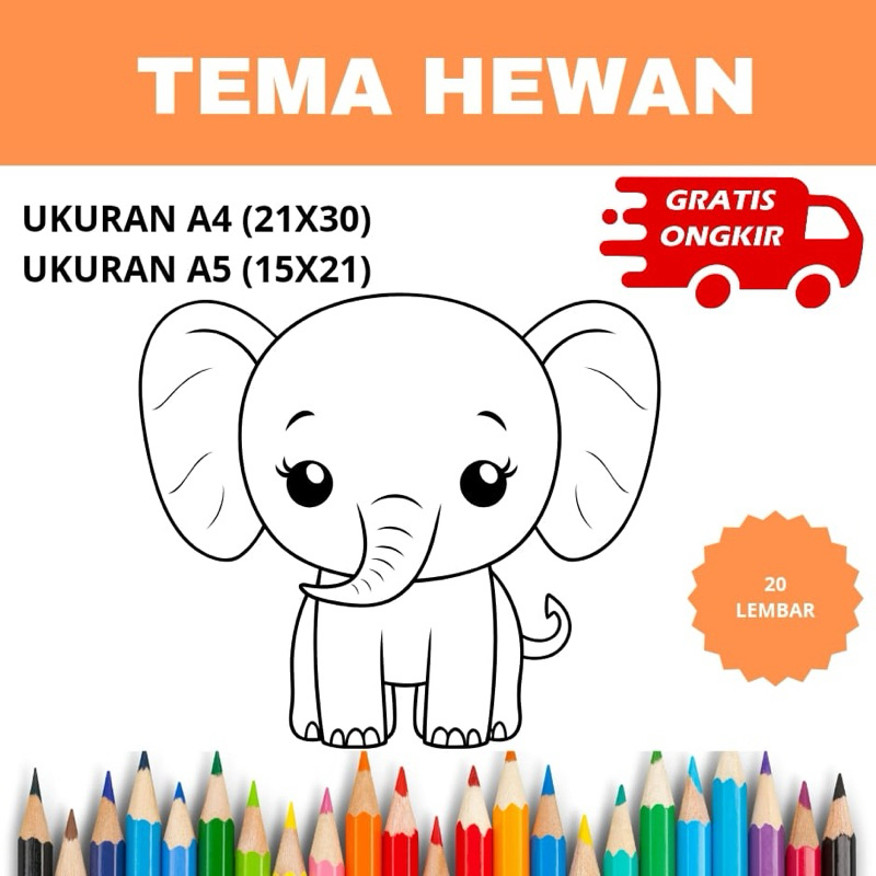 

Lembar Kertas Mewarnai Anak - Tema Hewan