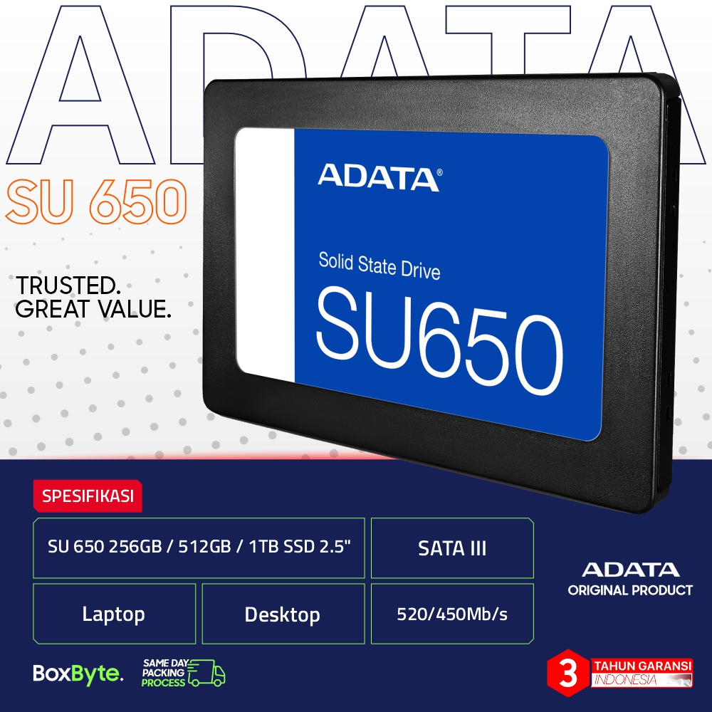 ADATA SU650 1TB / 512GB / 256GB SSD SATA III 2.5" / SSD Laptop SSD Komputer