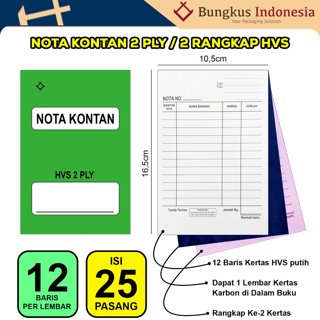 

Nota Kontan Kecil 2 ply / 2 Rangkap
