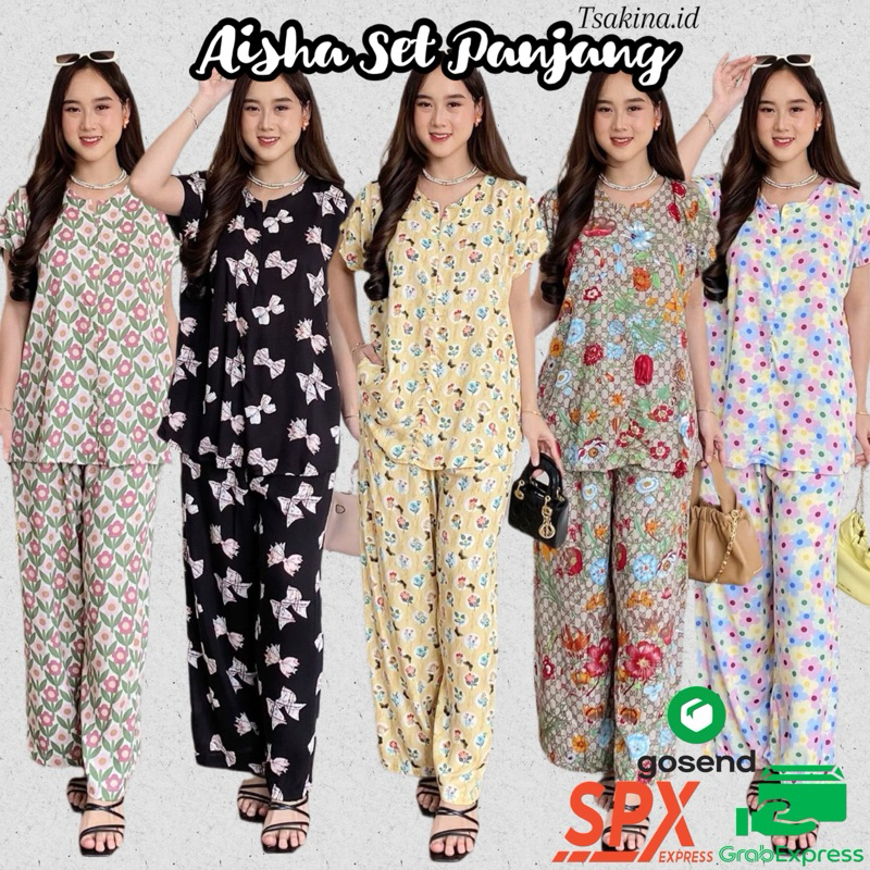 AISHA SET | ONE SET PIYAMA | piyama lengan pendek | piyama premium piyama rayon piyama kekinian piya