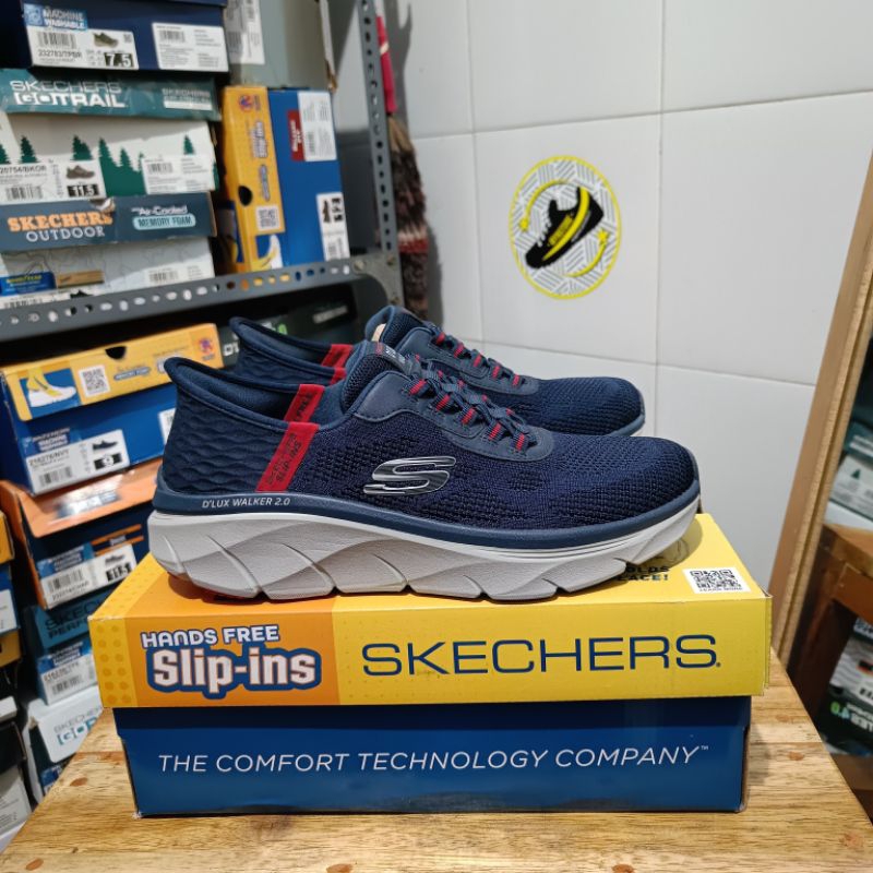 Skechers Slip On D'Lux Walker 2.0 - Rezinate Navy / Red / Arch Fit D'Lux - Key Journey Navy Men's