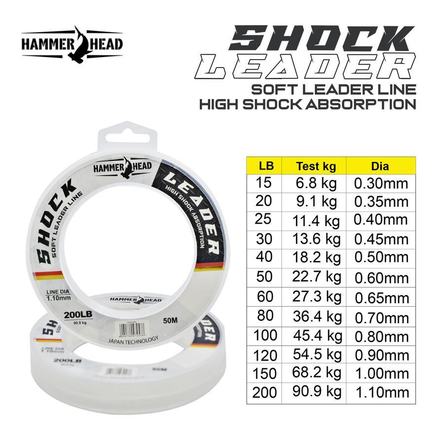Senar Pancing Leader Hammerhead Shock Leader - 50M Clear