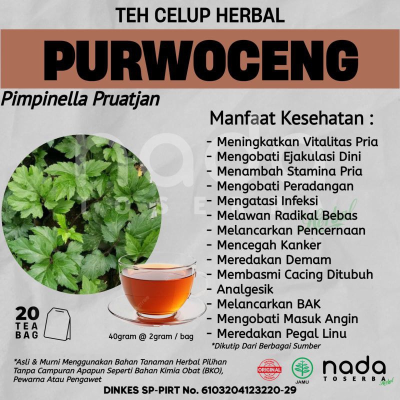 

Teh Celup Herbal PURWOCENG Isi 20 Tea Bag | Pimpinella Pruatjan