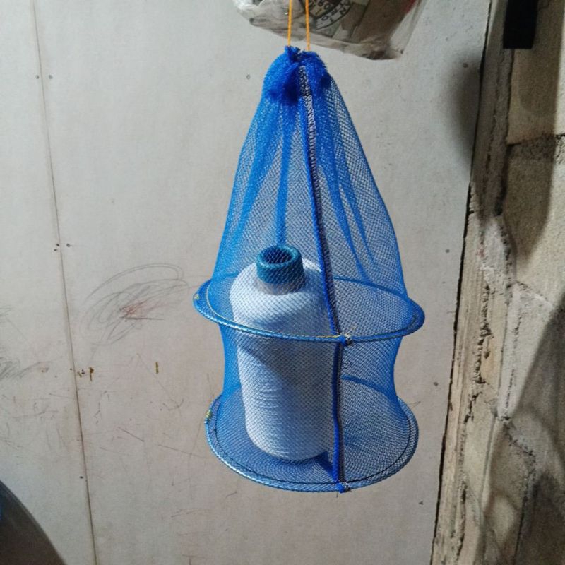 koja serut penampung ikan kecil hasil pancingan bahan waring polinet biru karamba ikan ring dobel mu