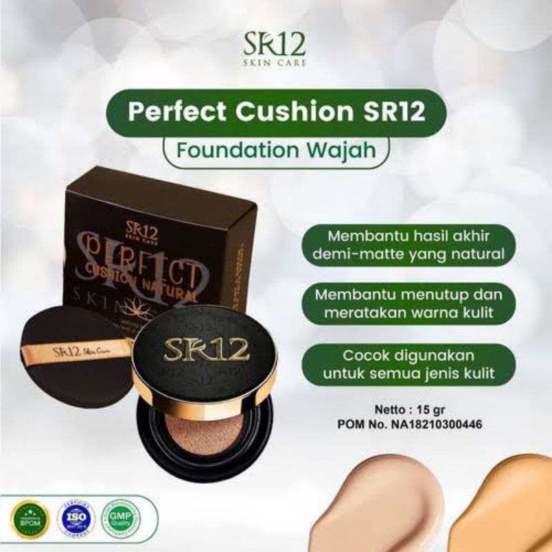 PERFECT CUSHION NATURAL 15 GR SR12 FULL COVERAGE LONG LASTING OIL CONTROL ANTIOKSIDAN WATERPROOF GLO