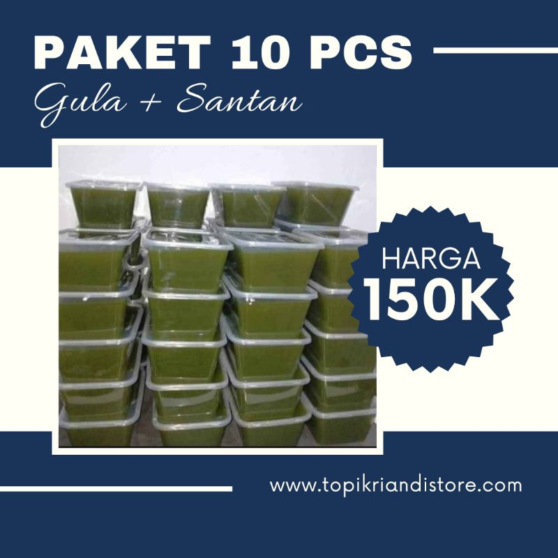 

Cincau Hijau Organik Ukuran BOX 1000 mli Paket isi 10pcs Sudah Termasuk Gula / Santan Terpisah