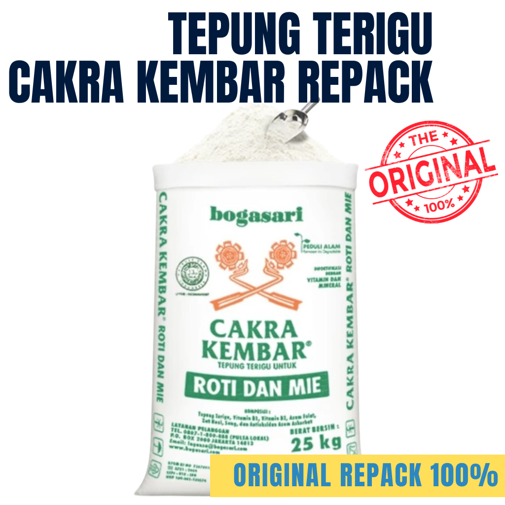 

TEPUNG TERIGU CAKRA KEMBAR REPACK 250G / CAKRA KEMBAR / TEPUNG TERIGU KILOAN MURAH / TEPUNG CAKRA