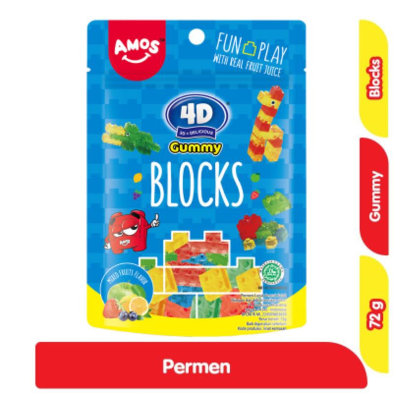 

Amos 4D Permen Jeli 3D Bentuk Balok 72 g