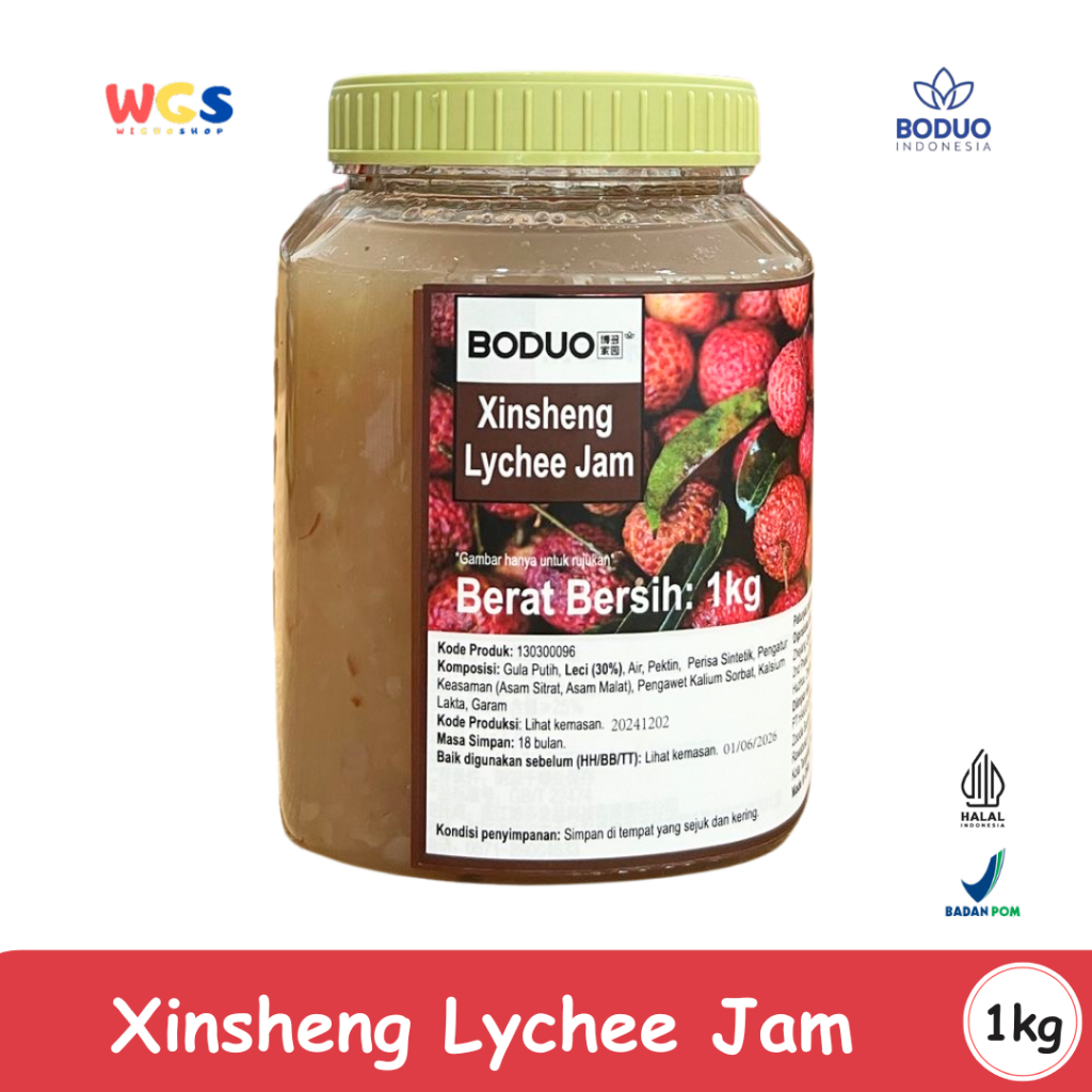 

BODUO Xinsheng Lychee Jam 1kg – Selai Leci Premium untuk Campuran Minuman Kekinian & Topping Dessert