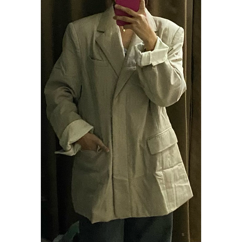 [PRELOVED] BLAZER SAGE GREY ABU WANITA WOMAN WOMEN CEWE JUMBO GOOD CONDITION