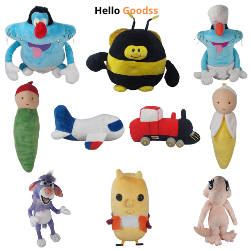 Boneka karakter Bee Lebah  Oggy Kepompong Pesawat Kereta Serigala Salamander  Unik Cute - Ukuran M