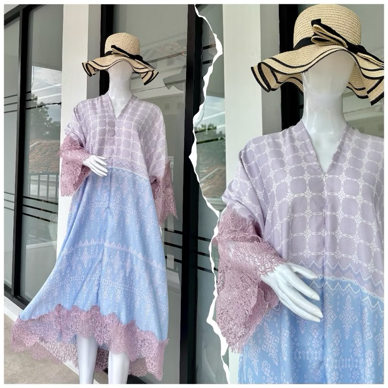 KAFTAN RAYA MIDI KAFTAN tunik muslim/KAFTAN JUMBO CANTIK MOTIF iner rayon/kotak kotak/vania one set 