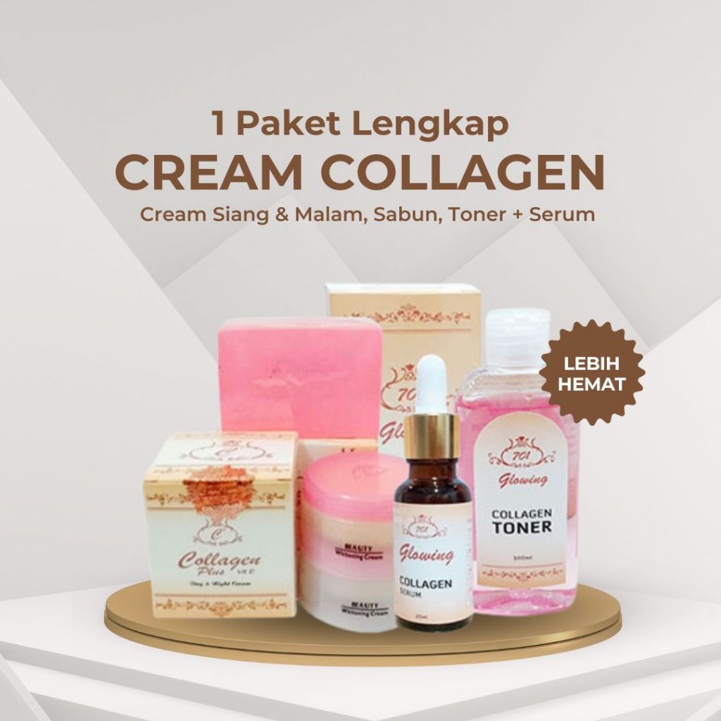 Cream Collagen Original / 1 Paket Lengkap ( Cream Siang, Malam, Sabun, Toner Dan Serum )