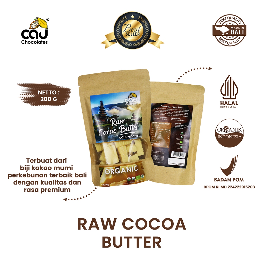 

CAU CHOCOLATES - Organic Cocoa Butter / Butter Coklat Organik - 200 gr