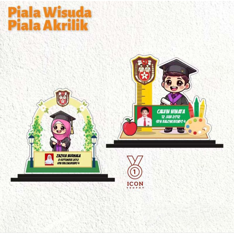 Plakat Wisuda Akrilik Custom Foto & Logo - Plakat Wisuda SD/TK/MI/RA