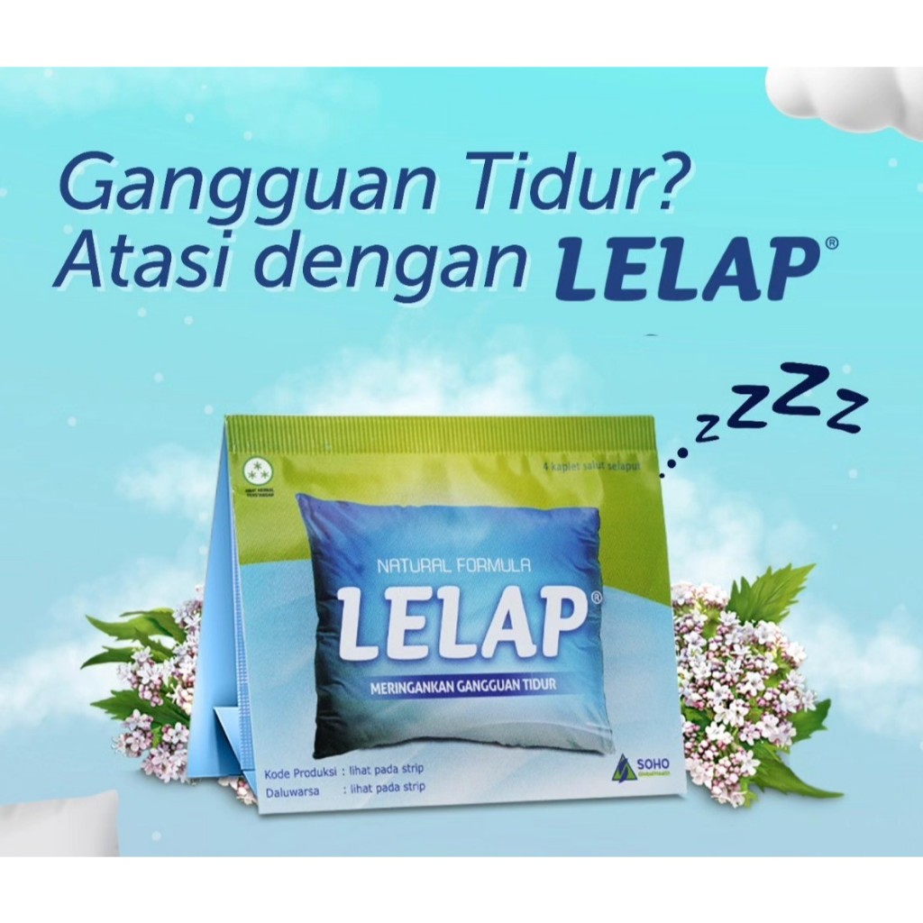 LELAP ISI 4 KAPLET - OBAT HERBAL MENGATASI GANGGUAN TIDUR ATAU INSOMNIA