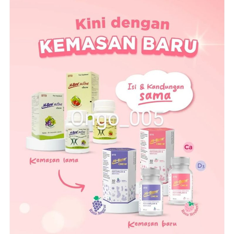 HiBone / Hi Bone / Hi-Bone active Chew rasa Anggur & Strawberry 30's