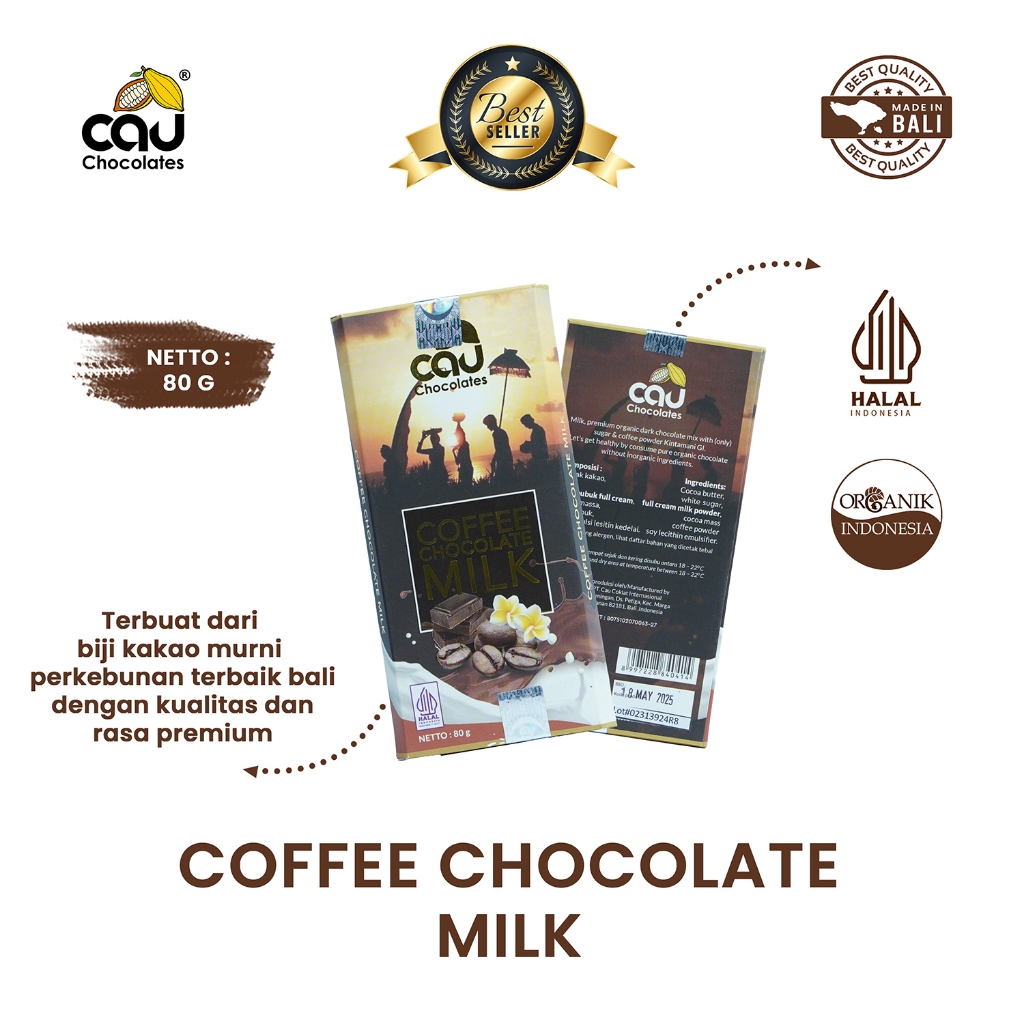 

CAU CHOCOLATES - Dark Milk Chocolate Coffee / Coklat Rasa Kopi - 80 gr