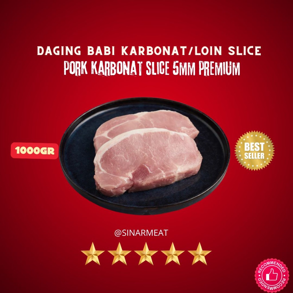 DAGING BABI KARBONAT / PORK LOIN SLICE 5MM 1KG