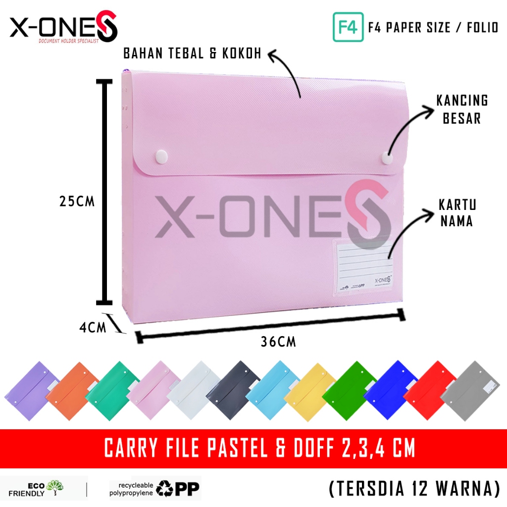 

X-ONE CARRY FILE RAKIT 4CM F4 FOLIO PASTEL & DOFF KARTU NAMA CARRY BAG BOX / CFP-204 FC
