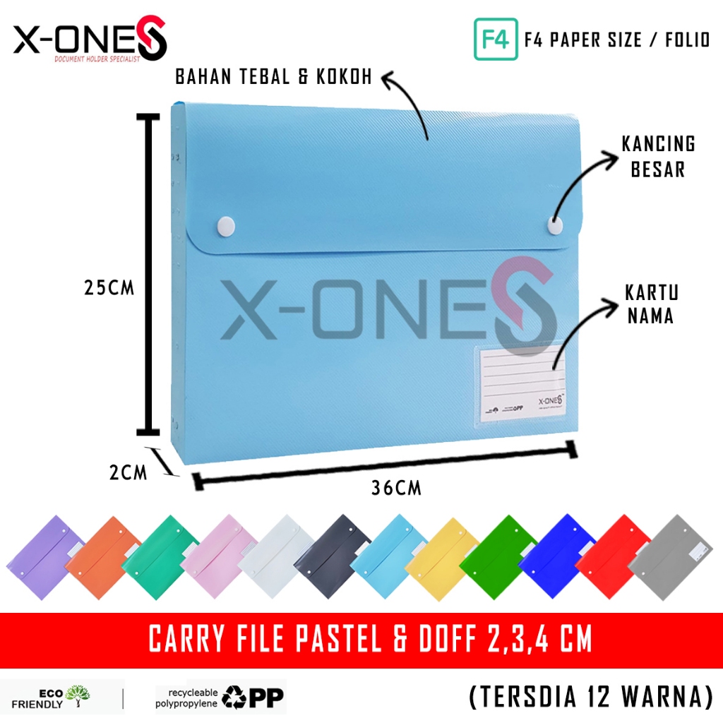 

X-ONE CARRY FILE RAKIT 2CM F4 FOLIO PASTEL & DOFF KARTU NAMA CARRY BAG BOX / CFP-202 FC