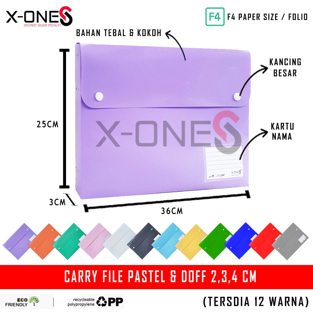 

X-ONE CARRY FILE RAKIT 3CM F4 FOLIO PASTEL & DOFF KARTU NAMA CARRY BOX PLASTIK / CFP-203 FC