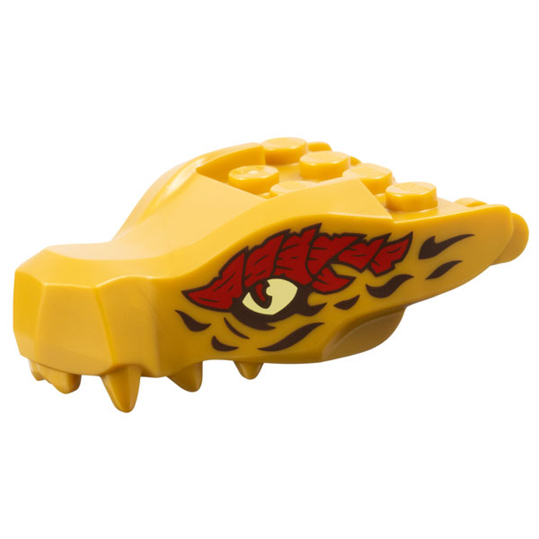 Lego Pearl Gold Part 72362pb08 Dragon Head (Ninjago) Jaw with 2 Bar Handles on Back with Bright Ligh