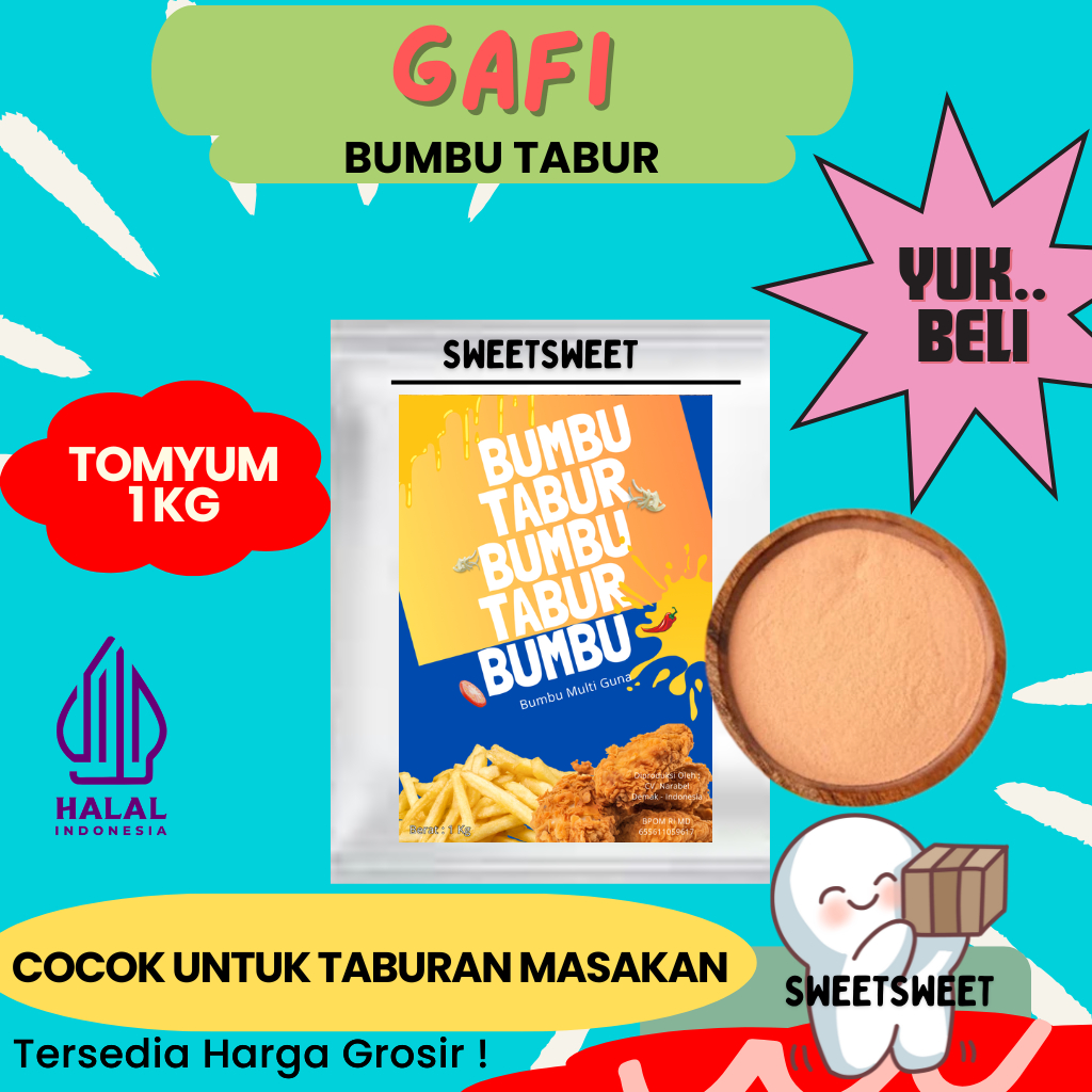 

Sweetsweet Bumbu Tabur Rasa Tom Yum 1Kg | Bubuk Tom Yum Premium {BISA COD} {Lebih Murah Grosir}