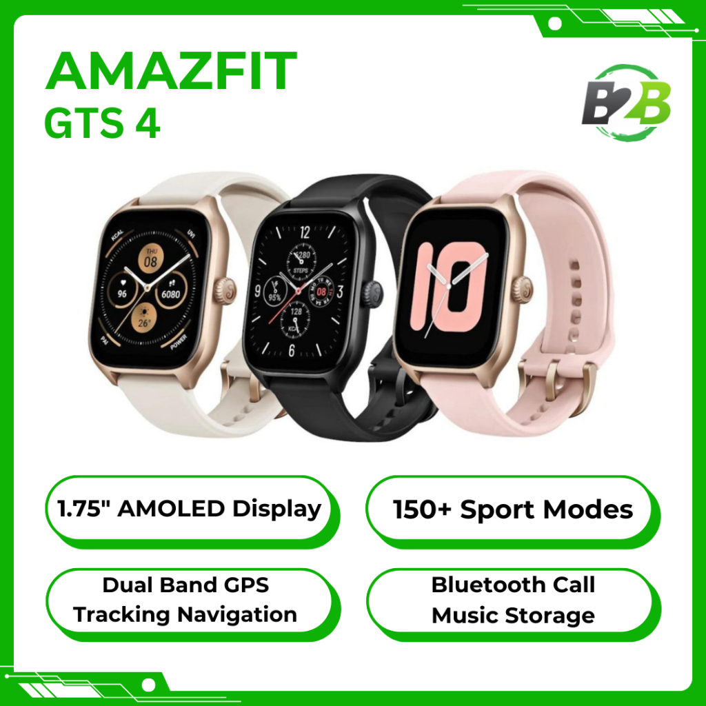 (SECOND) Amazfit GTS 4 Smartwatch 1.75 inch AMOLED Display 150 Sport Modes Bluetooth Call Dual Band 