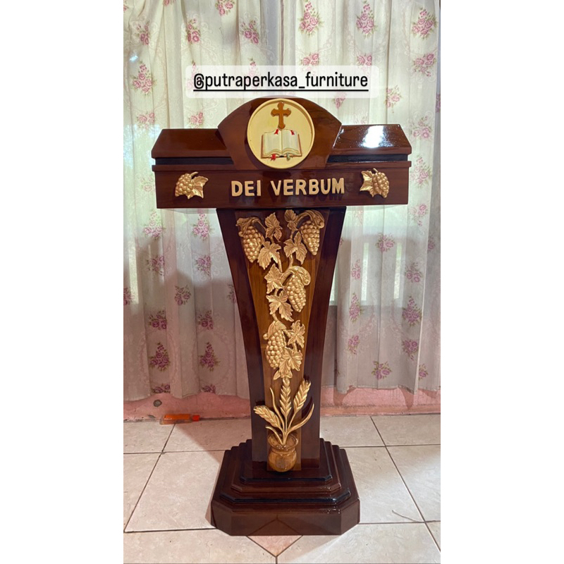 podium gereja | podium kayu jati | meja pidato | podium custom kayu jati