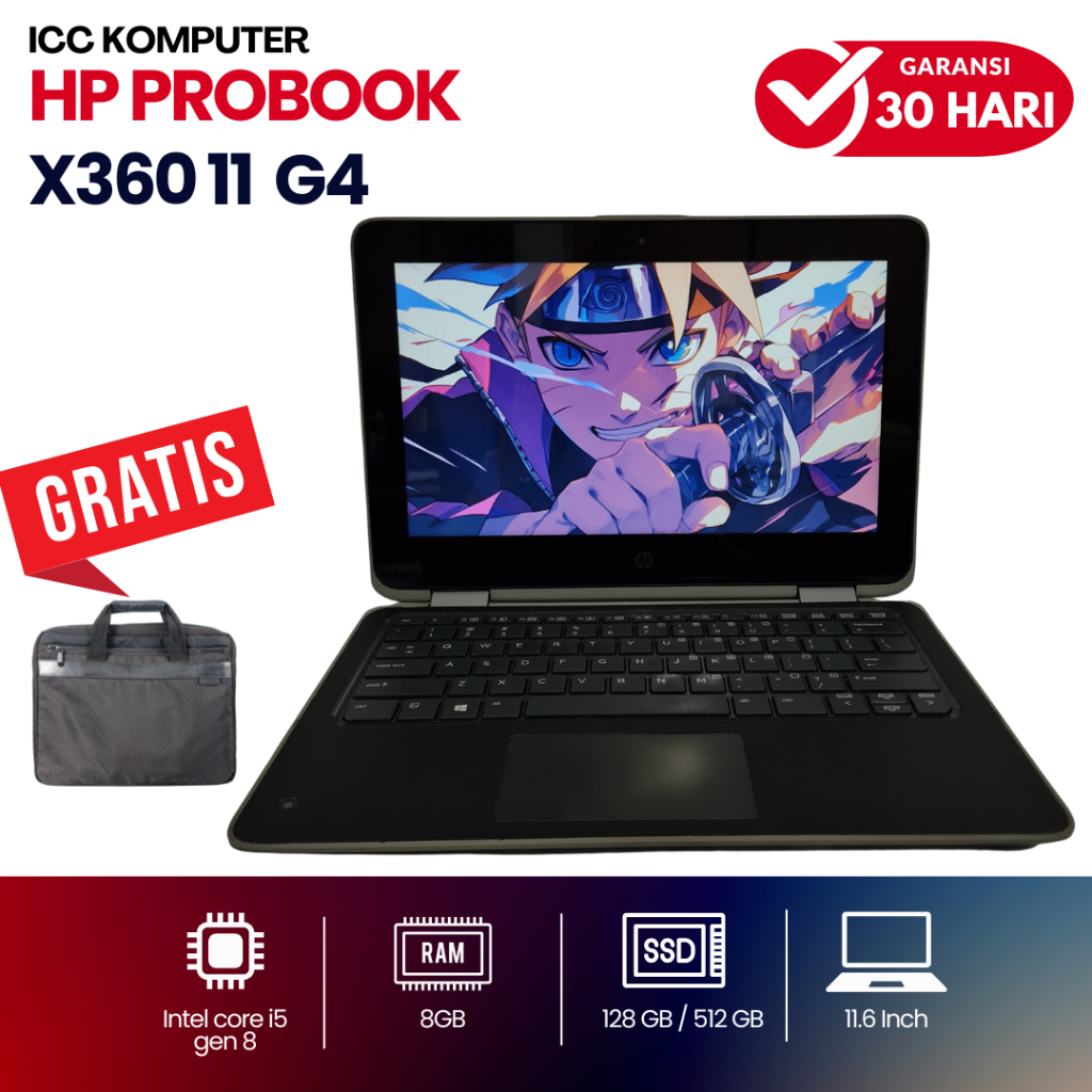 Laptop Touchscreen HP Probook X360 Core i5 Gen 8 | Flip 360° - Second Murah Bergaransi