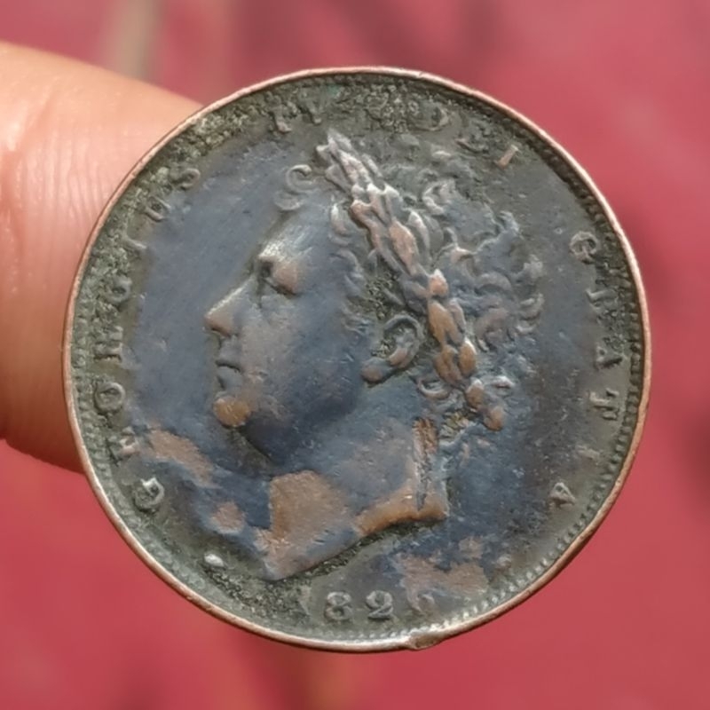 Koin Kuno Inggris 1 Farthing 1826 King George IV Langka